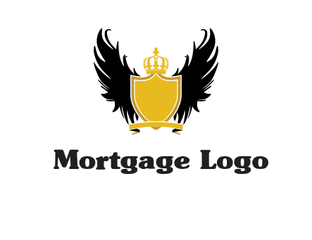 shield with crown and wings logo