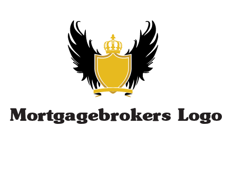 shield with crown and wings logo