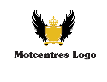 shield with crown and wings logo