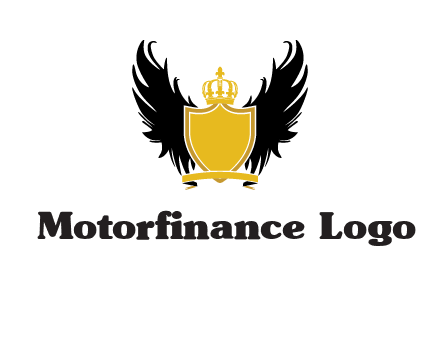 shield with crown and wings logo