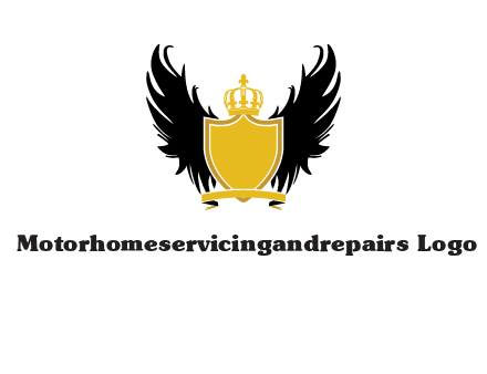 shield with crown and wings logo