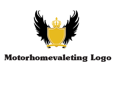 shield with crown and wings logo