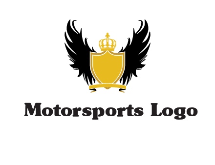 shield with crown and wings logo