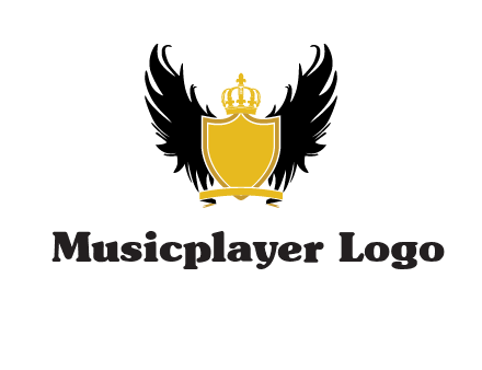 shield with crown and wings logo