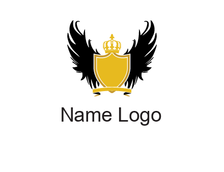 shield with crown and wings logo