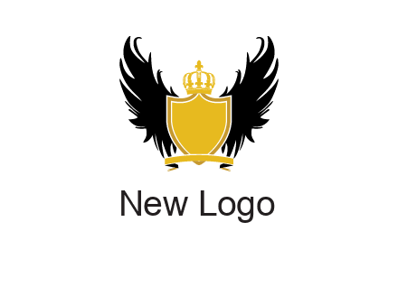 shield with crown and wings logo