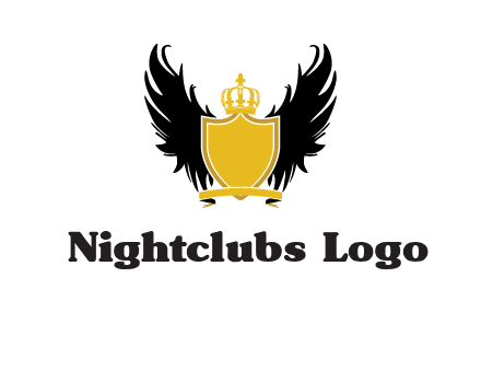 shield with crown and wings logo