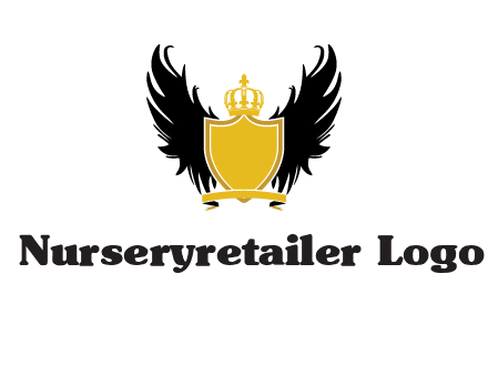 shield with crown and wings logo