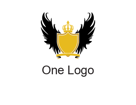 shield with crown and wings logo