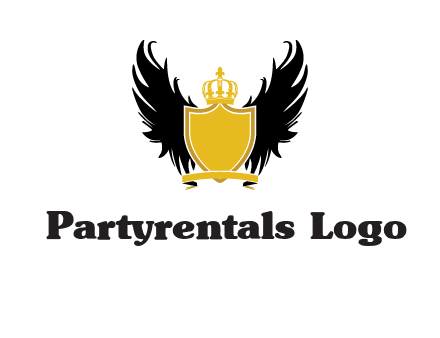 shield with crown and wings logo