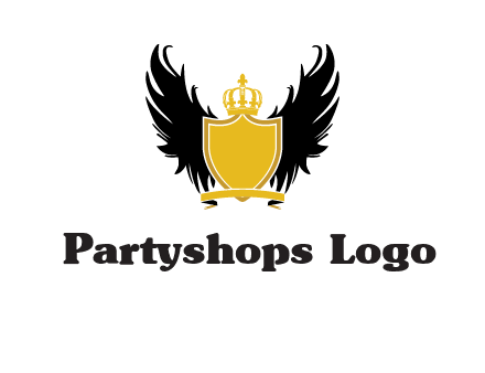 shield with crown and wings logo