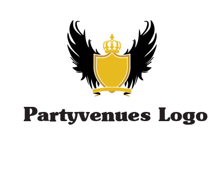 shield with crown and wings logo