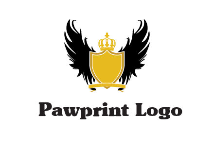 shield with crown and wings logo
