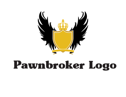 shield with crown and wings logo
