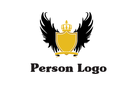 shield with crown and wings logo