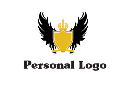 shield with crown and wings logo