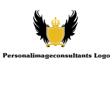 shield with crown and wings logo