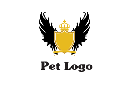 shield with crown and wings logo
