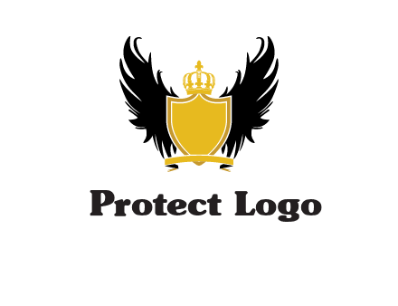 shield with crown and wings logo