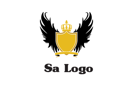 shield with crown and wings logo
