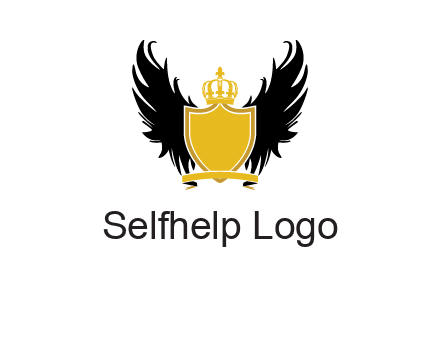 shield with crown and wings logo