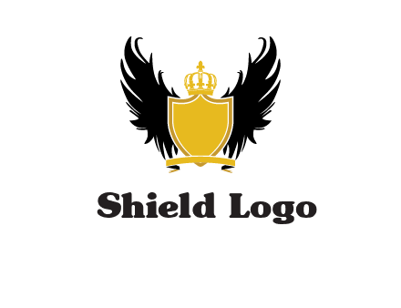 shield with crown and wings logo