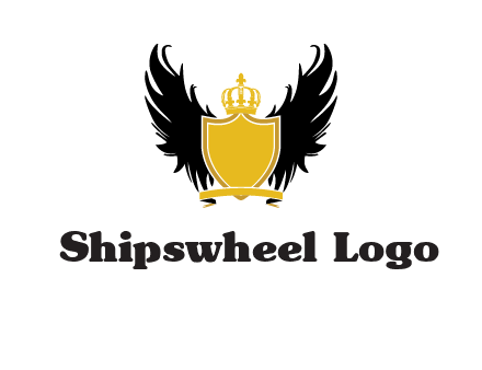 shield with crown and wings logo
