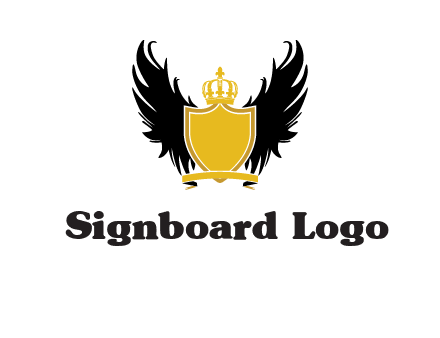 shield with crown and wings logo