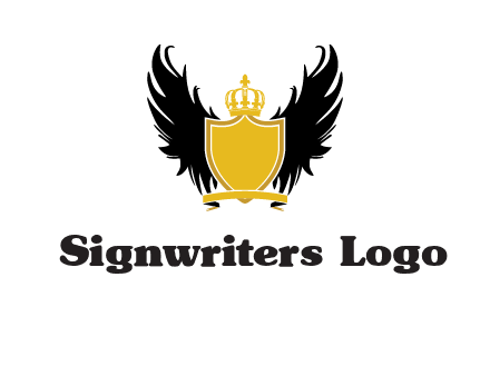shield with crown and wings logo