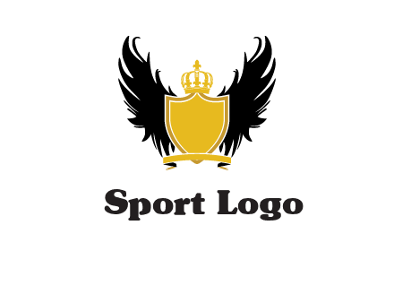 shield with crown and wings logo