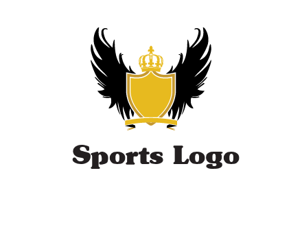 shield with crown and wings logo