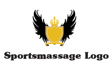 shield with crown and wings logo