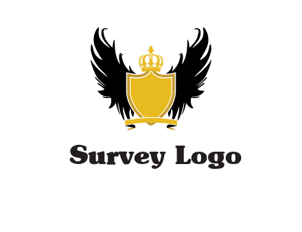 shield with crown and wings logo