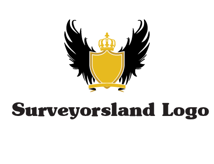 shield with crown and wings logo