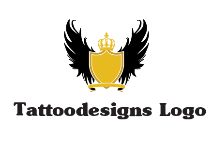 shield with crown and wings logo