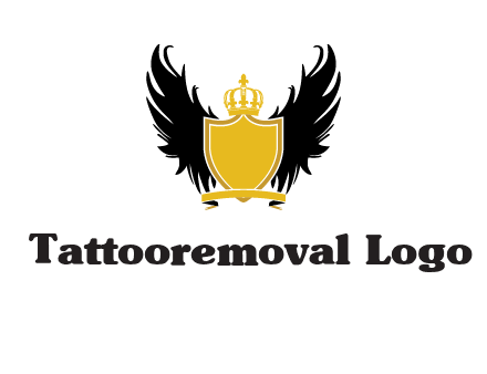shield with crown and wings logo
