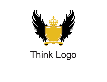 shield with crown and wings logo