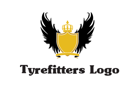 shield with crown and wings logo