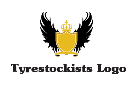 shield with crown and wings logo