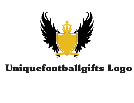 shield with crown and wings logo