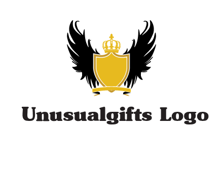shield with crown and wings logo