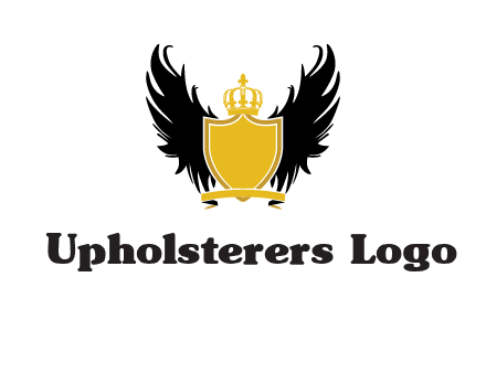 shield with crown and wings logo