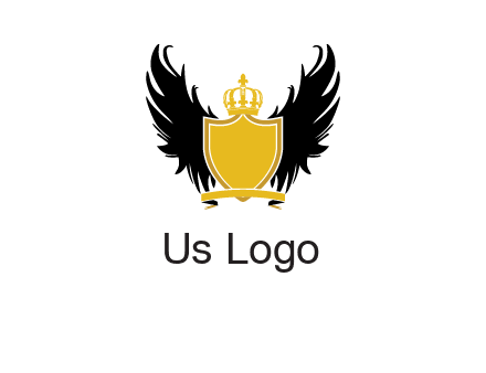 shield with crown and wings logo