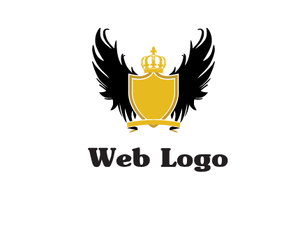 shield with crown and wings logo