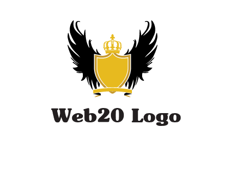 shield with crown and wings logo