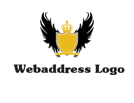 shield with crown and wings logo