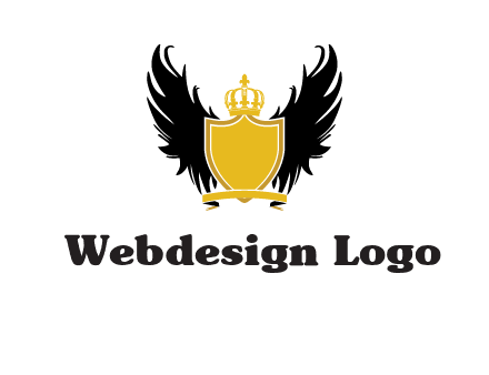 shield with crown and wings logo