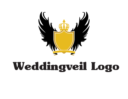 shield with crown and wings logo