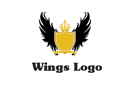 shield with crown and wings logo