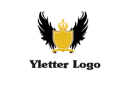 shield with crown and wings logo